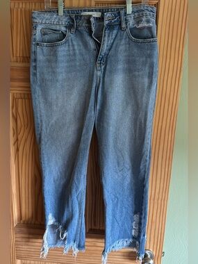 Hidden Light Wash Distressed Straight Leg Jeans - Blue